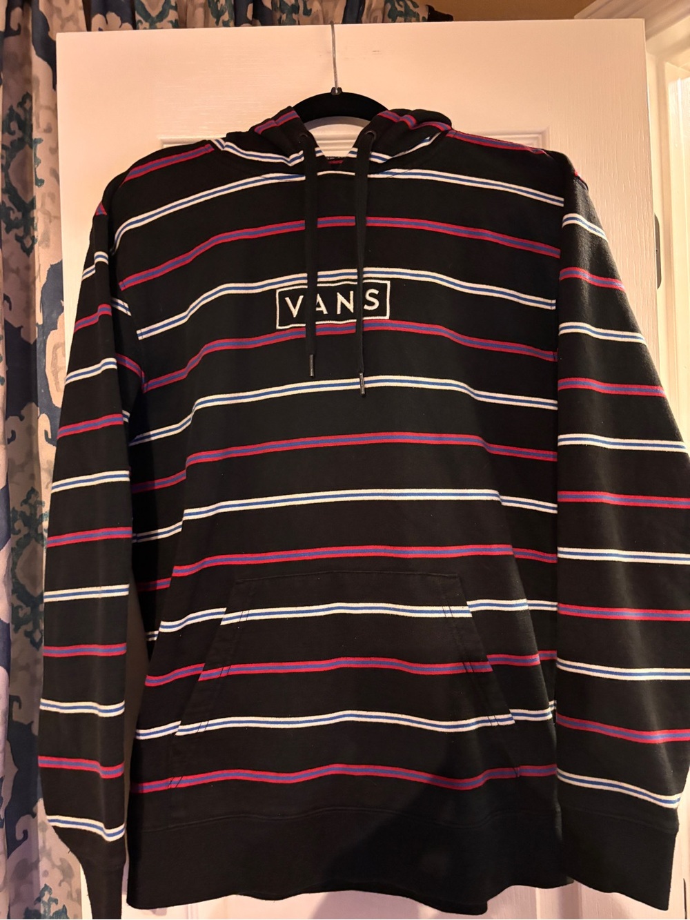 Vans Black Hoodie with Red & White Stripes